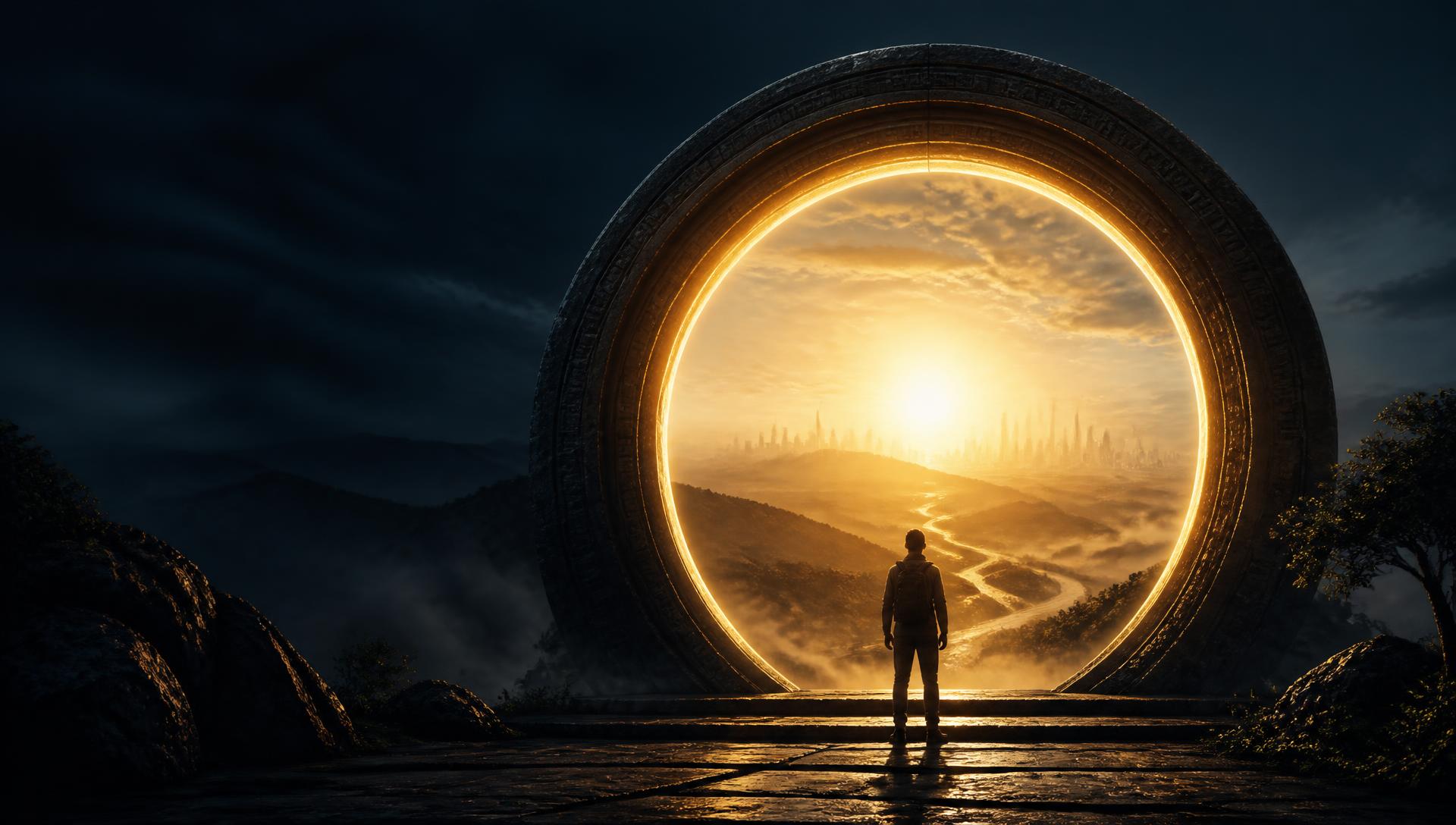 An open doorway filled with warm light, representing the path ahead